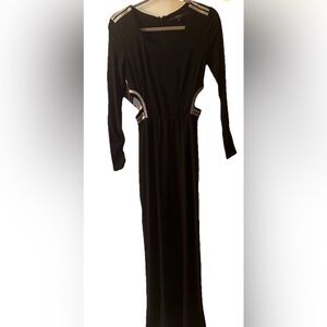 Guess Black Long Sleeve jersey Dress with Cutout Details $138 Small